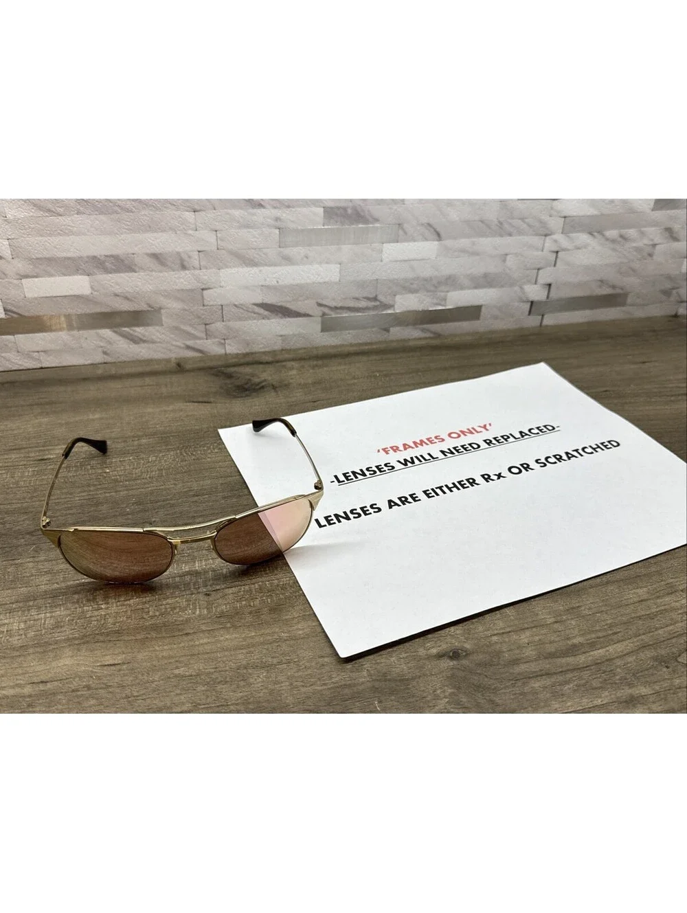 RAY-BAN Signet Sunglasses FRAMES ONLY, BAD LENS RB 3429-M 001 3N Gold 55[]19-135